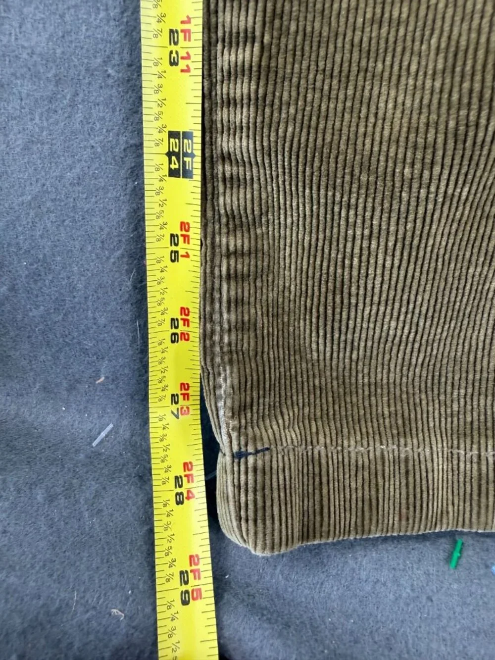 FRC Mens Brown Corduroy Pants Straight Leg Flat Front Vertical Striped 33